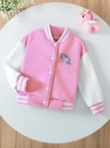 Girls Toddler Cute Unicorn Baseball Jacket, Autumn/Winter Fall