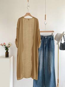 EMERY ROSE Women Coat Winter Fall Top Fall Women Fall Office Wear Going Out Fall For Women Halloween Fall Women Office For Women Fall For Women Fall Tops Brunch For Women Airport For Women Winter For Women Country Women Poncho - Coffee Brown - View 2