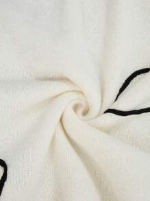 SHEIN CURVE+ Plus Size Women Floral Print Pattern Round Neck Pullover Sweater, New Autumn/Winter Collection/Autumn /Winter - Black and White - View 11