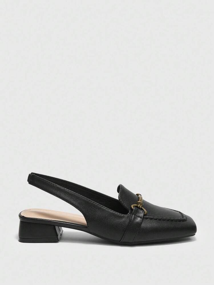 CUCCOO BIZCHIC Women's Black Chunky Heel Elegant Comfortable Versatile Slip-On Loafers Work Flats Mule Shoes For Christmas Spring Shoes