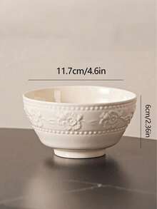 Cirelle 陶瓷浮雕法式奶油风格厨房碗和盘子，白色家用餐具套装，高审美价值，饭碗，蔬菜盘，盘子，筷子，洗碗机，微波炉适用|盘子，盘子套装，餐具套装，餐具 - 白色 - 查看 11