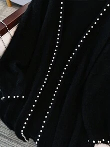 GlowEve CURVE 大码串珠缀饰长袖开衫 - 黑色 - 查看 4