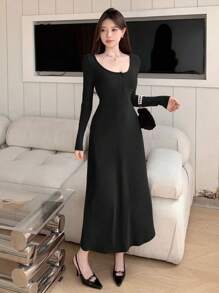 DAZY 女士圆领长袖连衣裙，秋季连衣裙