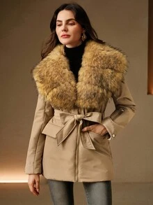 Anewsta KF16507 Thu, Thu, Đông, Đi chơi, Thanh lịch, Trang trọng, Tiệc tùng, Sang trọng, Năm mới, Áo khoác mùa đông nữ, Giáng sinh, Công sở, Tốt nghiệp, Đám cưới - xanh quân đội - Xem 13