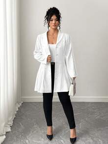 Elenzga Elegante Perlenverzierte Jacke für Große Größen - Weiss - Übersicht 3