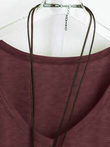 Camiseta feminina plus size com decote em V, solta e lisa, casual e simples, verão