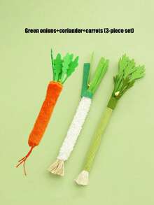 PETSIN 1 件木制猫薄荷玩具，葱、欧芹、胡萝卜猫玩具，仿真蔬菜耐咬自娱自乐，磨牙猫，宠物玩具