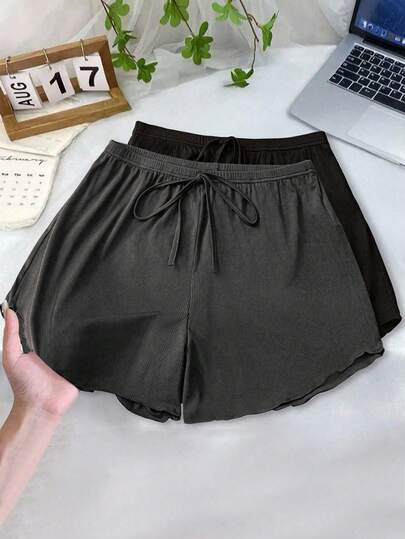 SHEIN LUNE شورت قياس كبير أحادي اللون كاجوال ، عصري وقابل للاستخدام ،مناسب للصيف