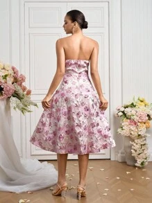 Poshira Váy dạ hội xếp ly vải jacquard thanh lịch dành cho nữ - Nhiều màu - Xem 2