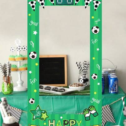 1 件绿色足球印刷卡片纸相框套装欧式风格照片展示适用于比赛日派对宾客桌装饰生日婚礼活动背景优质派对赠品