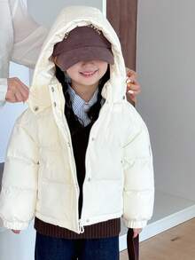 Dazy Kids Young Girl Casual Solid Color Hooded Jacket, Winter - Beige - View 8