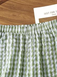 Rusticease 女士松紧腰格子阔腿宽松休闲裤 - 彩色 - 查看 4