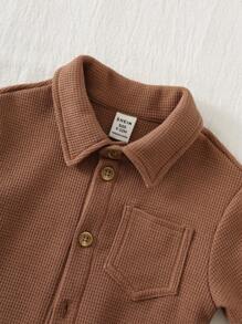 Loomiva Plain Brown Baby Boy Top With Regular Sleeves And Collar Ideal For Everyday Wear Fall Winter