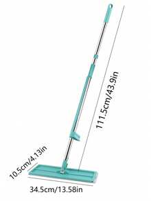 SHEIN 1 件免提拖把，平板拖把带不锈钢手柄，干湿两用，旋转拖把垫，夹式设计带拧干，瓷砖和硬木地板清洁，浴室清洁工具，吸水拖把，木地板平板拖把（含拖把垫*1），保护地板，无残留 - 彩色 - 查看 3