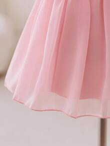 Glamorique Kids 女童甜美可爱粉色公主薄纱无袖连衣裙、派对连衣裙 - 粉色 - 查看 5