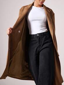 COSMINA Abrigo largo elegante para mujer, otoño/invierno - Marrón - Ver 7