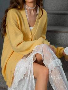 GENKIRA 秋冬休闲时尚针织黄色开衫毛衣外套女士秋季服装 - 黃色 - 查看 5