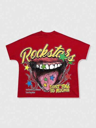Street Life T-shirt à manches courtes col rond imprimé pour hommes