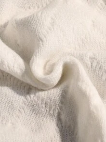 Niña preadolescente Estilo casual de escuela y transporte Suéter de punto de cuello polo de un solo botonadura con diseño argyle de color contrastante, otoño - Blanco - Ver 4