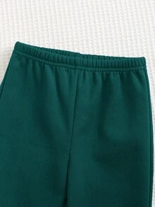 Cozy Pixies 2件套男婴熊图案圆领长袖连帽衫和慢跑裤套装 - 墨綠色 - 查看 6