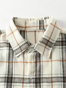 Manfinity Homme 男士休闲日常格子棉质轻薄衬衫 时尚男士长袖格子衬衫，带口袋 - 适合日常休闲穿着 常规版型男士多色格子衬衫，采用经典衬衫领的梭织面料 男士休闲学院风格子衬衫，长袖和口袋 - 多色设计，复古风格，适合秋季 - 彩色 - 查看 6