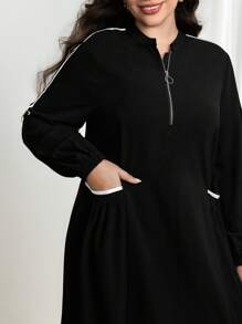 Modelyn New Autumn/Winter Stand Collar Long Sleeve Waist Cinched Slim Fit Dress, Versatile Fall Cloth For Women - Black - View 4