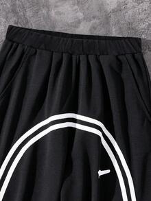 Teen Boys Casual Printed Zip-Up Hoodie & Straight Leg Sweatpants Set With Zipper Hem Design, Suitable For Street Wear Fall Winter - Black - View 4