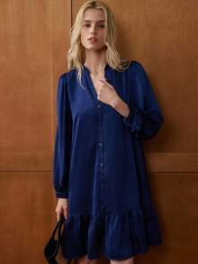 Écloséra 新款宽松修身法式女装 - 寶藍色 - 查看 3