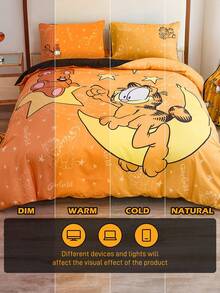 GARFIELD | SHEIN Juego de ropa de cama con estampado de dibujos animados - Amarillo - Ver 12