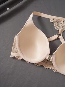 SHEIN 3件套前开扣性感蕾丝拼接文胸套装 - 彩色 - 查看 4