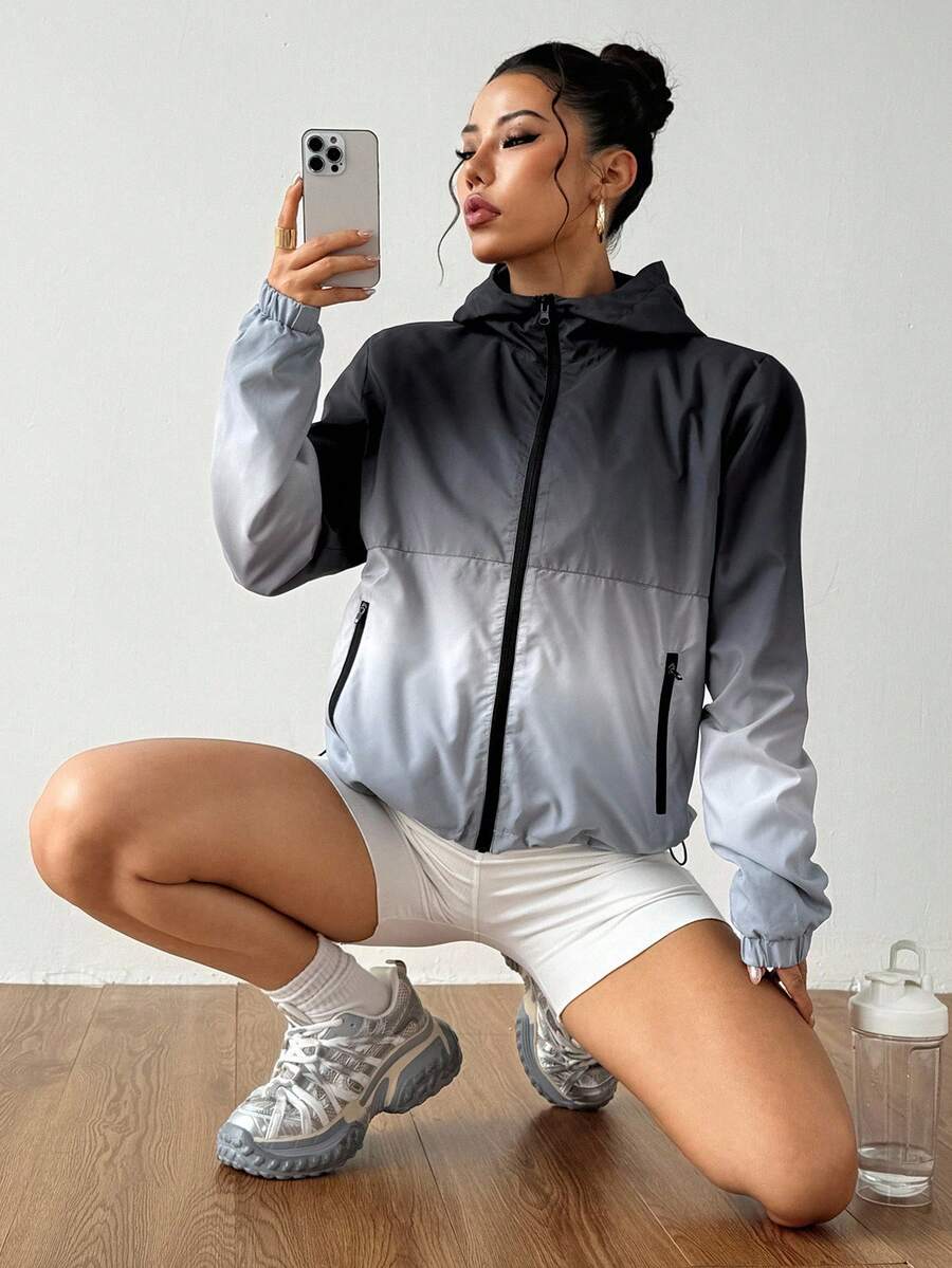 SHEIN Sports Women Sports Jackets Winter Coats Winter Thermal Thick Warm Jackets, Winter Jacket Women's Casual & Outdoor Jacket Outdoor Hiking Jacket Women's Casual Jacket, Thermal Coats, Fall Winter Jacket, Thick Jacket KEEP WARM, Winter Coats Women Athleisure Jacket Black And Grey Jacket,Back To School - Black and White - View 1