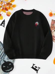 Manfinity EMRG Áo len cổ tròn họa tiết mạng nhện cho nam, dáng rộng, mặc vào dịp Halloween, mùa thu đông - Nhiều màu - Xem 4