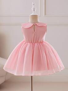 Glamorique Kids 女童甜美可爱粉色公主薄纱无袖连衣裙、派对连衣裙 - 粉色 - 查看 2