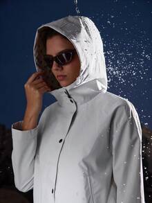 In My Nature Women's Fall Solid Color Minimalist Outdoor Waterproof Rain Jacket, Hiking Grey Windbreaker Jacket - Grey - View 2
