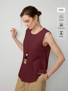 Uhlyne Áo vest ngắn nhẹ, thoải mái, thiết kế thanh lịch, dễ mặc hàng ngày, dành cho nữ, bộ sưu tập mùa xuân mới - Màu Đỏ Sâu - Xem 6
