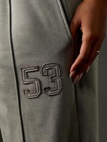 Missguided x Playboy Pantalon de jogging à jambes larges en coton avec cordon de serrage à la taille et coupe ample pour le casual et le streetwear