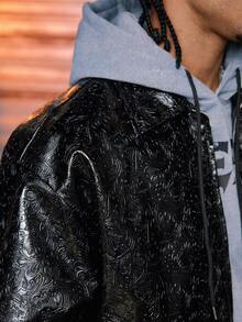 AXEPEAK Men's Woven Fashion Long Sleeve Jacket, Fall, Winter, Grunge - Black - View 6