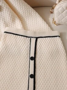 Tween Girl 手工蝴蝶结短款开衫和荷叶边针织裙套装