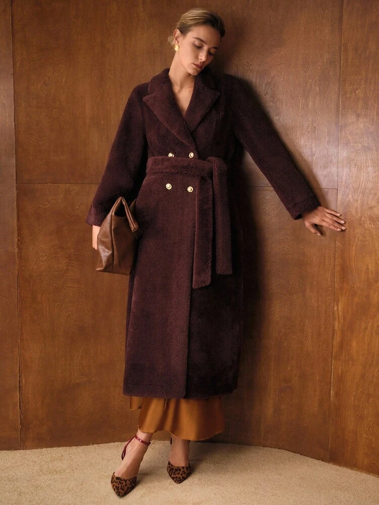 WOMEN'S BELTED LONG FAUX FUR COAT, AUTUMN/WINTER