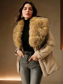 Anewsta KF16507 Thu, Thu, Đông, Đi chơi, Thanh lịch, Trang trọng, Tiệc tùng, Sang trọng, Năm mới, Áo khoác mùa đông nữ, Giáng sinh, Công sở, Tốt nghiệp, Đám cưới - xanh quân đội - Xem 6