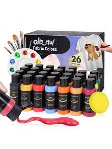 12/24 Colors Fabric Paint Set For Clothes With 6 Brushes, 1 Palette,Permanent Textile Puffy Paint Kit For Shoes, Canvas,14/26 Colors, 30ml/1.01oz Each Tube - Single Piece - View 4