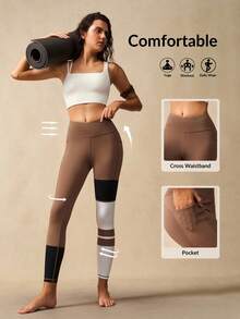 VARSIVA 女士紧身裤 女士条纹不对称腰部休闲运动紧身裤 - 彩色 - 查看 1