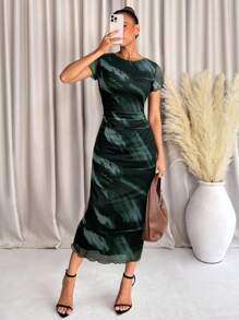 Lavishia 女士时尚印花短袖连衣裙，春夏 - 彩色 - 查看 3