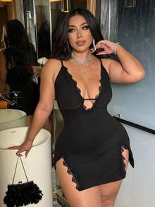 NU&NOW Váy đơn giản thường ngày cỡ lớn, mặc hàng ngày - màu đen - Xem 2