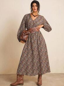 SHEIN LUNE Quần áo thu cỡ lớn in họa tiết da báo xếp ly tay dài/Váy thu/Trang phục nữ thu Váy dự tiệc cưới mùa thu Váy thanh lịch cho phụ nữ Váy công sở thường ngày cho phụ nữ đi làm Váy công sở - Nhiều màu - Xem 8