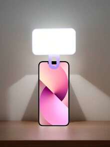 1 件 LED 补光灯自拍灯，带 3 种照明模式的 LED 手机灯，便携式迷你夹式补光灯，化妆、直播、会议可充电夹式视频/照片灯，适用于手机、相机 - 紫色 - 查看 1