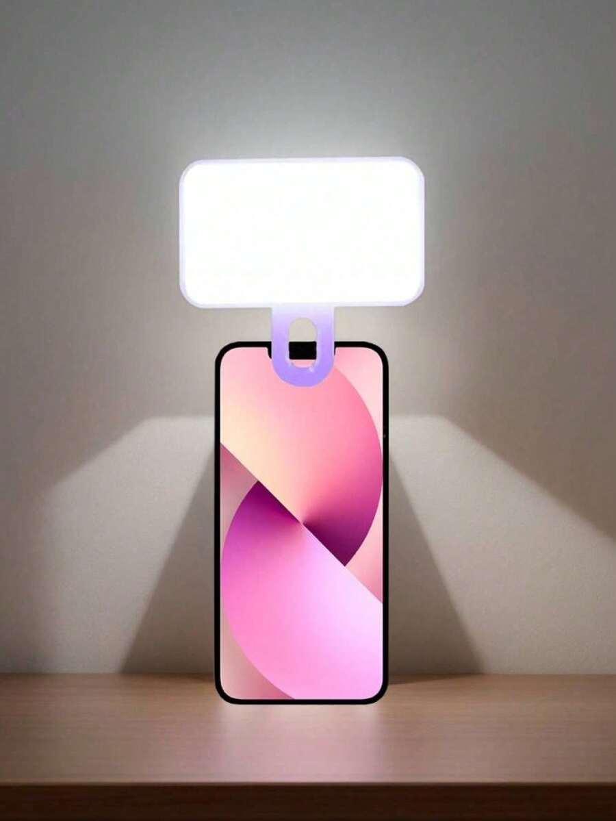 1 件 LED 补光灯自拍灯,带 3 种照明模式的 LED 手机灯,便携式迷你夹式补光灯,化妆、直播、会议可充电夹式视频/照片灯,适用于手机、相机 - 紫色 - 查看 1