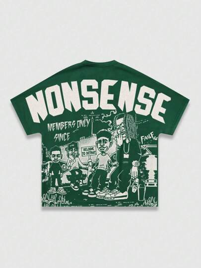 Street Life Street Life 1pc Men's Batwing Sleeve Crew Neck Short Sleeve Casual Tee, Halloween, 2000s Style