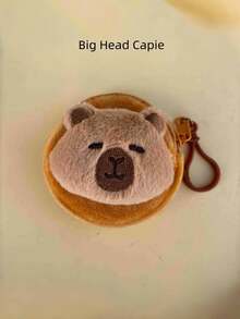 Mini kompakte Größe, weiches Plüschmaterial, sicherer Reißverschluss, Design mit Braunem Capybara-Muster, Münzbörse/Geldbeutel für Erwachsene, Unisex, für den täglichen Gebrauch, Reise-Accessoire, Geschenkidee, Geburtstag, Weihnachten, süßes Tiermotiv, Kawaii-Stil, Modeaccessoire