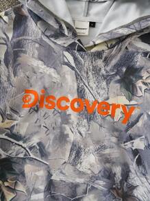 Discovery X SHEIN Women's Casual Everyday Leaf & Letter Graphic Street Hoodie